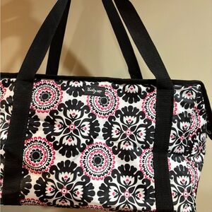 Thirty-One Black and Pink Patterned Tote Insulated Bag